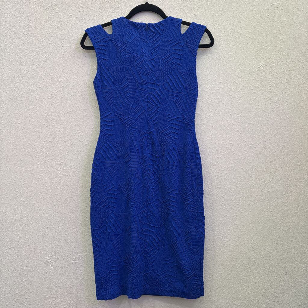 JOSEPH RIBKOFF,TEXTURED DRESS,BLUE,4