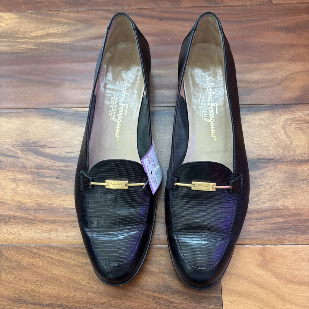 SALVATORE FERRAGAMO,LOAFER FLATS,BLACK,10
