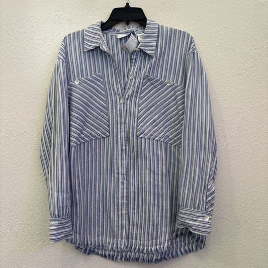 BLEU BAYOU,STRIPED BUTTON UP,BLUE ,M