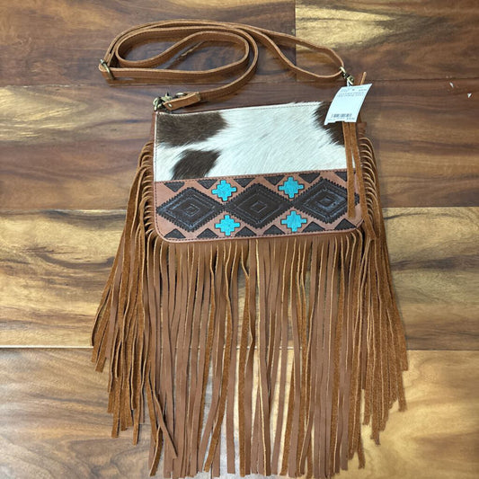 COUNTRYSIDE CO.,LEATHER FRINGE HIDE PURSE,NAVY