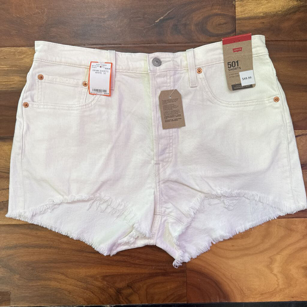 LEVIS,DENIM SHORTS,WHITE, 32