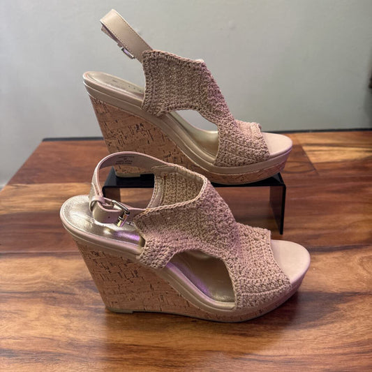 MICHAEL,CLOTH WEDGE ,TAN,8