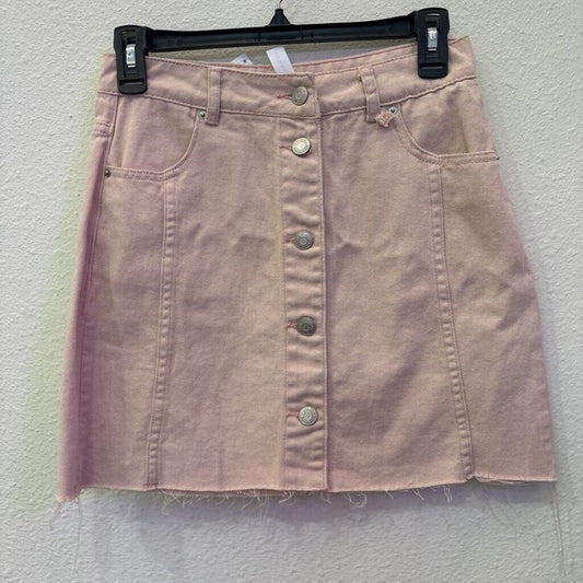 BLUEBLUSH,NWT DENIM BUTTONUP SKIRT ,PINK,S