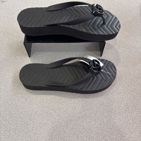 GUCCI,AUTHENTIC DOUBLE G LOGO FLIP FLOPS,BLK ,39