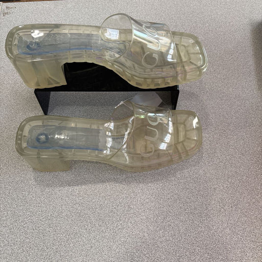 GUCCI,AUTHENTIC GG CLEAR BLOCK HEEL SANDAL ,BLK ,40