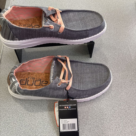 HEYDUDE,NEW SLIPON SNEAKER ,GRY/CORAL ,9