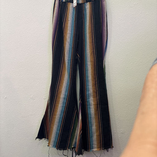L & B,STRIPE BELL PANTS ,BLK/MULTI,M