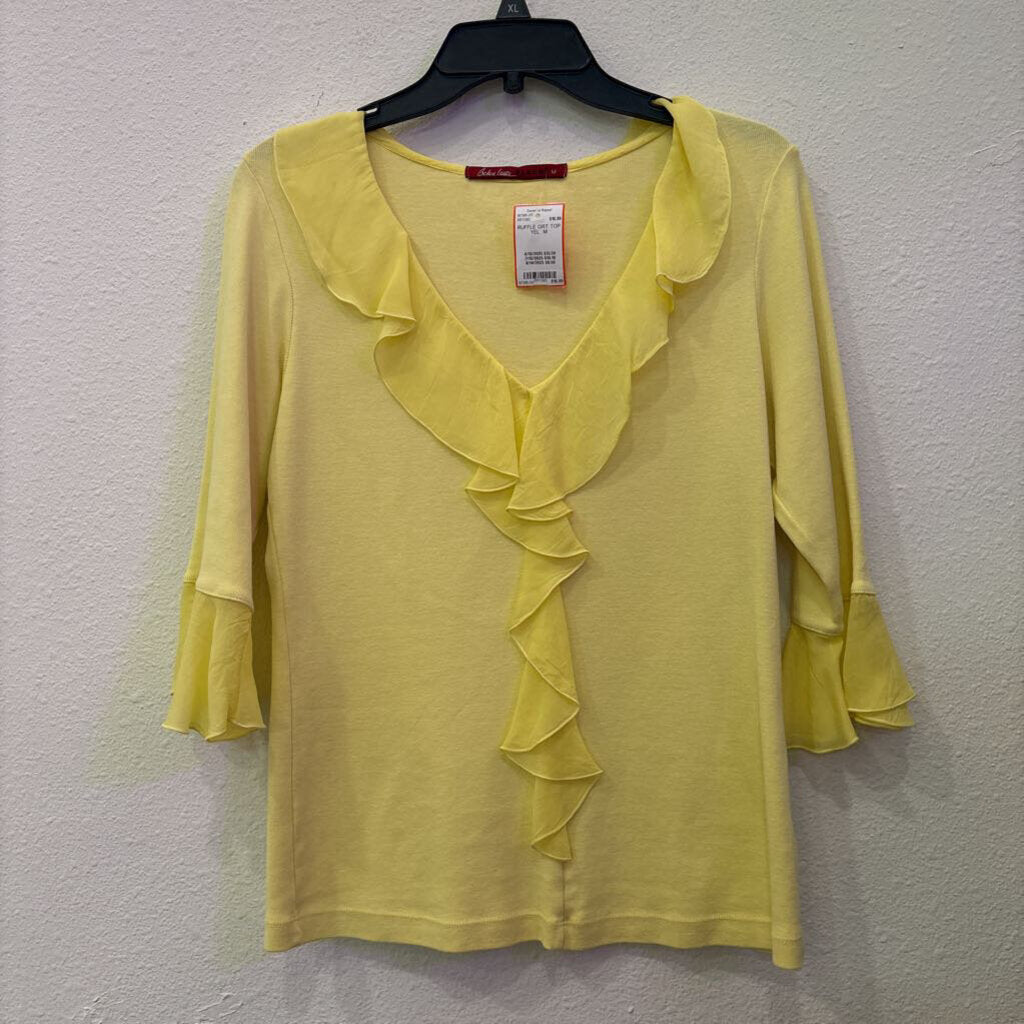 RUFFLE QRT TOP,YEL ,M