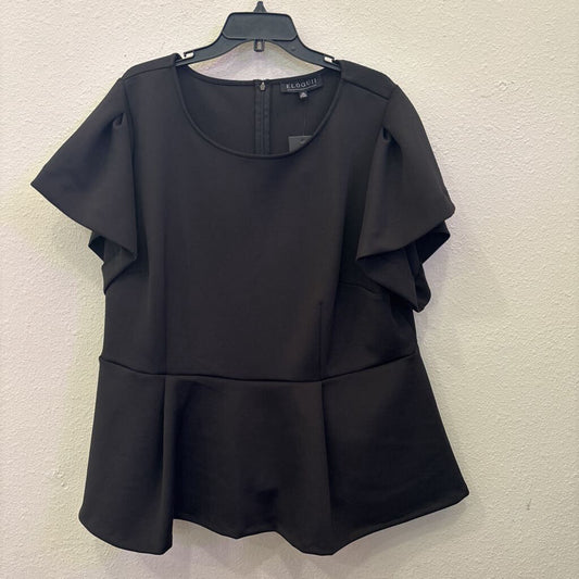 ELOQUII,NWT RUFF TOP ,BLK ,22