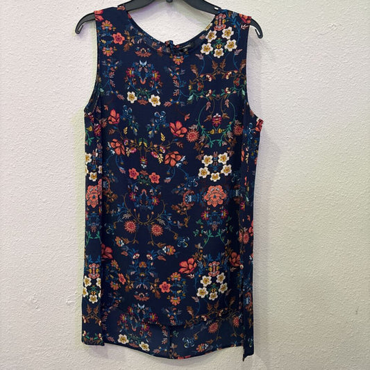 BOBEAU,NWT FLORAL TANK TUNIC ,NVY/MULTI,L