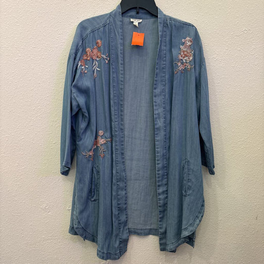 TRIBAL JEANS,DENIM KIMONO,BLUE,L