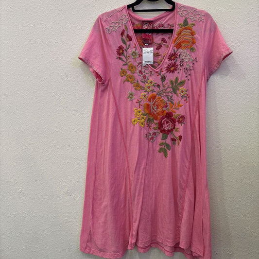 JOHNNY WAS,KNIT EMBROIDED DRESS,PINK ,LARGE