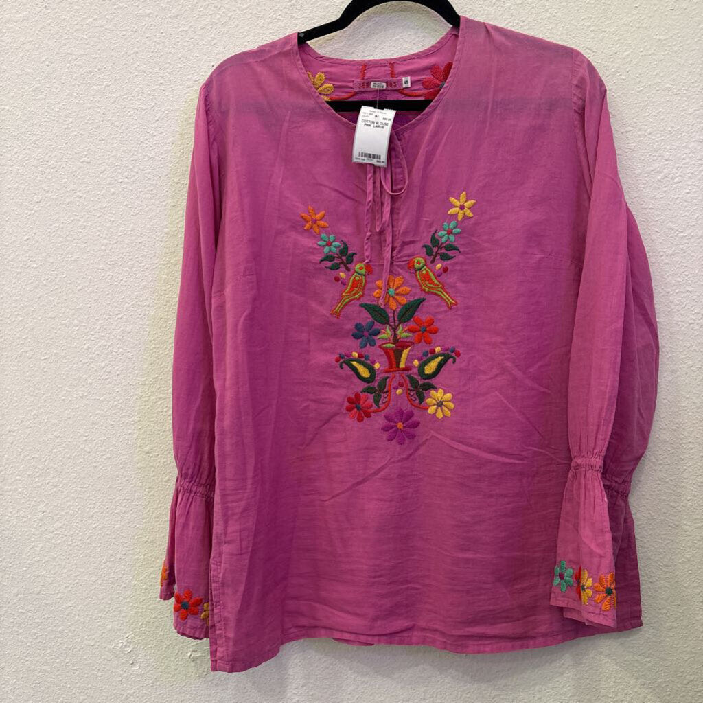 JOHNNY WAS,COTTON BLOUSE,PINK ,LARGE