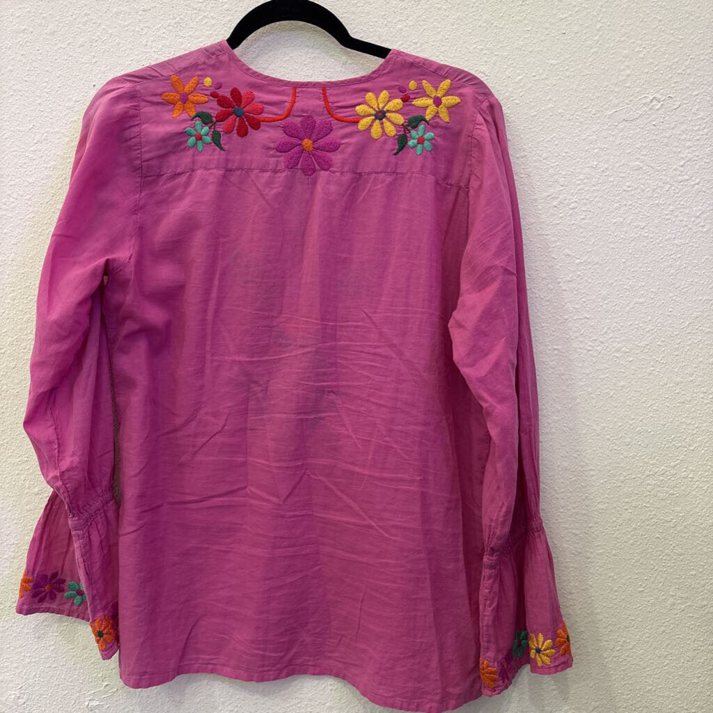 JOHNNY WAS,COTTON BLOUSE,PINK ,LARGE
