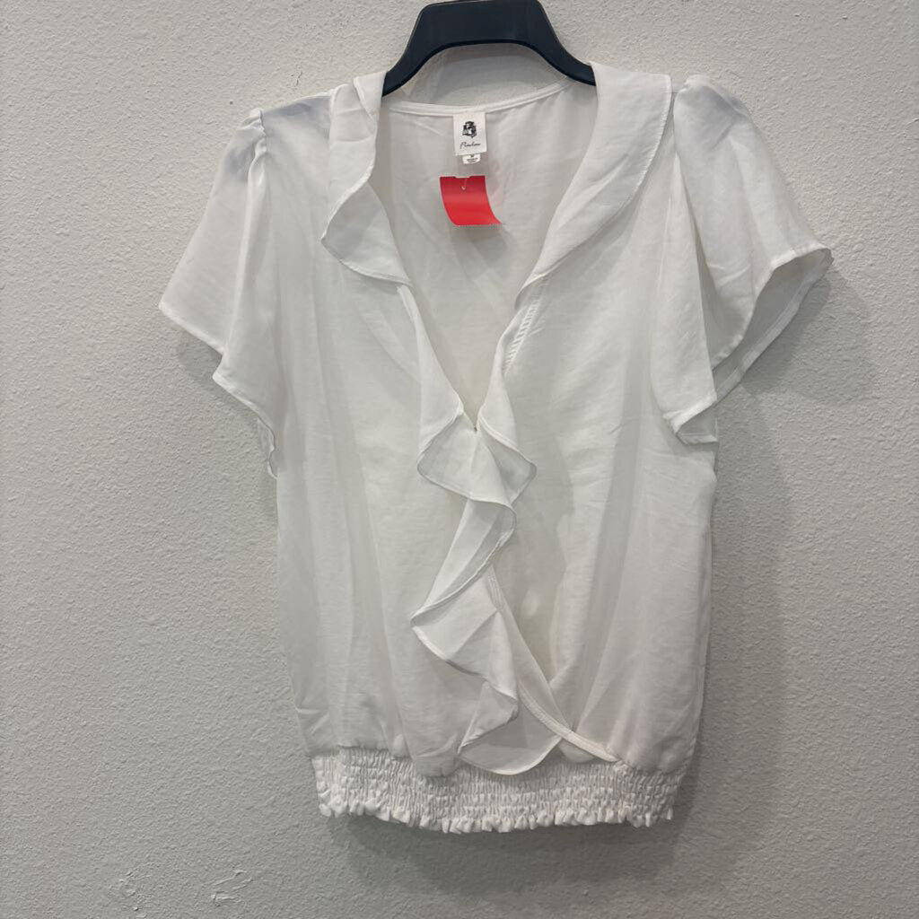 SHORTSLV TOP,WHITE,M