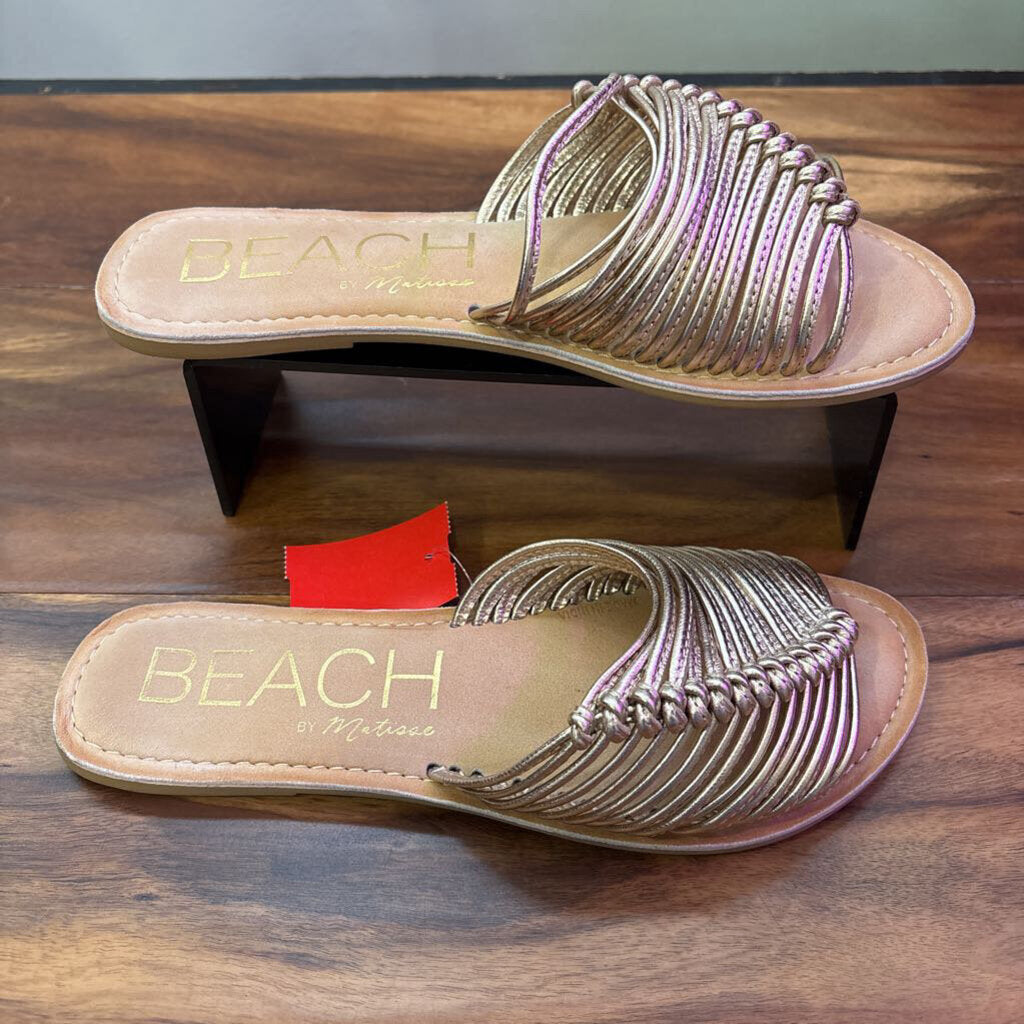 BEACH BY MATISSE,LEATHER BEACH SANDAL,GOLD,9