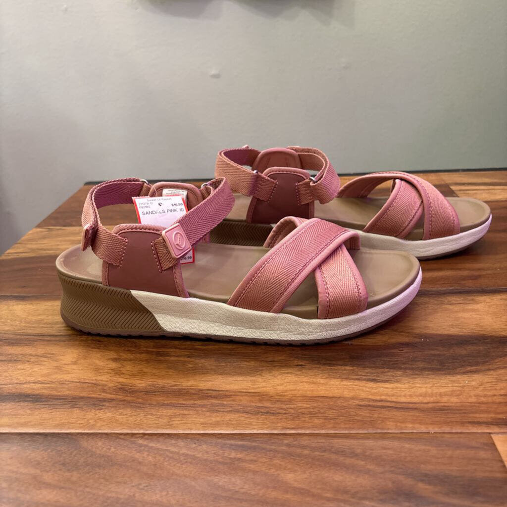 LANDS END,NEW PLATFORM SANDALS,PINK,10