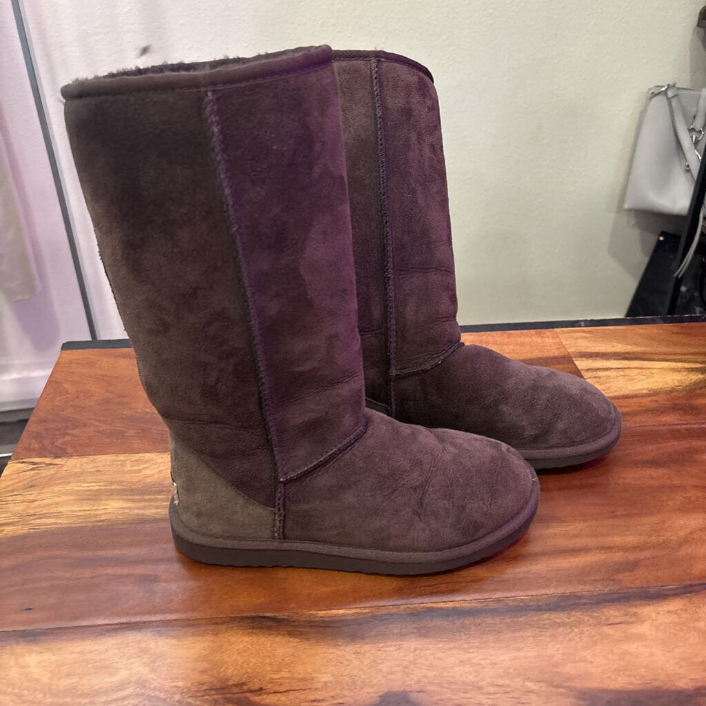 TALL SEUDE UGG BOOTS,BRWN,6