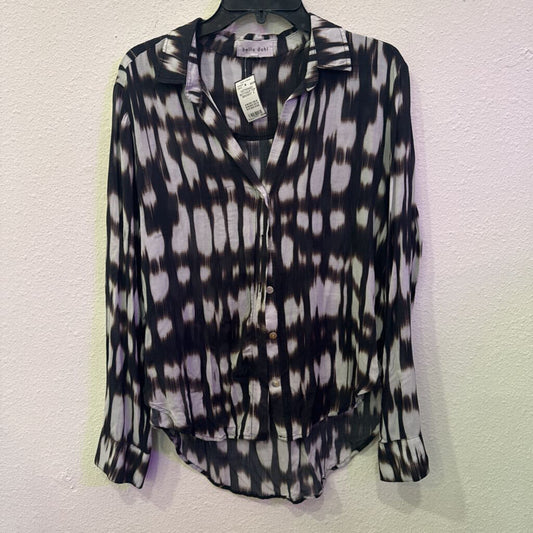 BELLA DAHL,PATTERNED BUTTONUP TOP ,BRN/WHT ,S