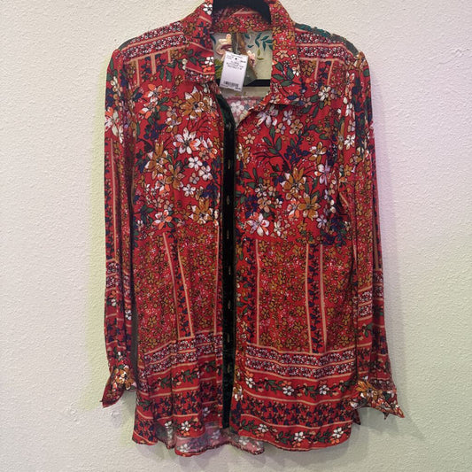 ARATTA,FLORAL BUTTONUP TOP ,RED/MULTI,M