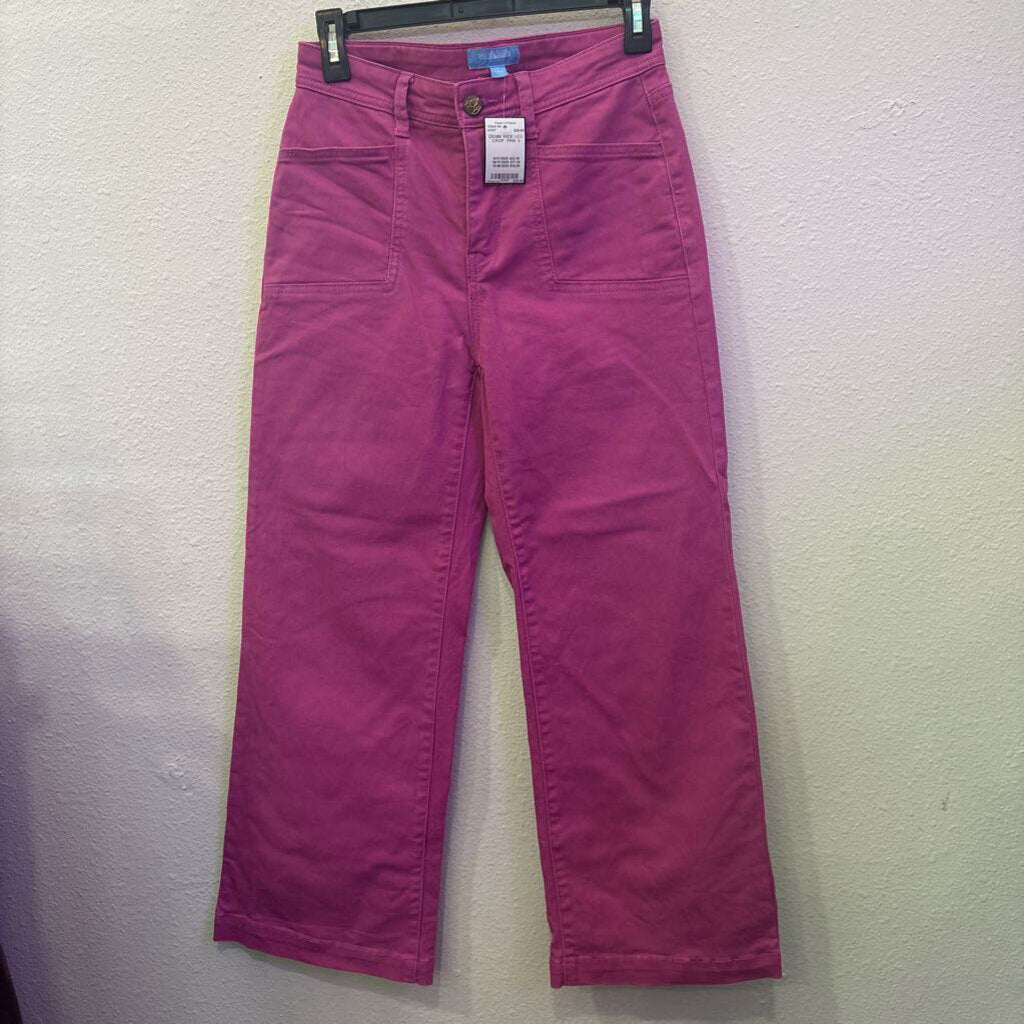 DRAPER JAMES,DENIM WIDE LEG CROP ,PINK,4