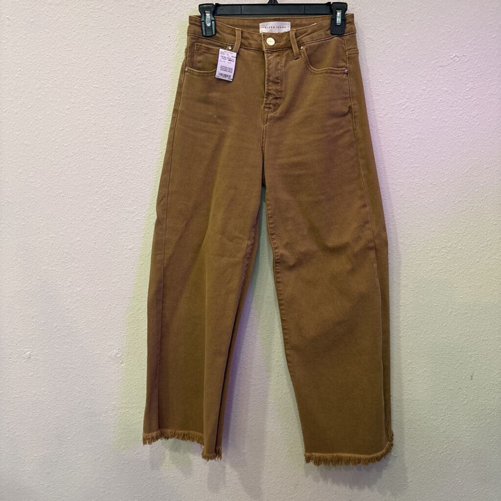 RISEN,DENIM WIDELEG CROP ,GRN ,S