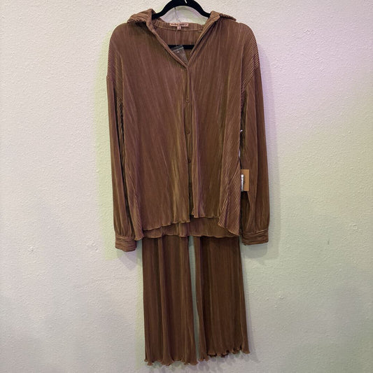 BAILEY ROSE,NWT RIBBED BUTTONUP TOP ,BRONZE,XS