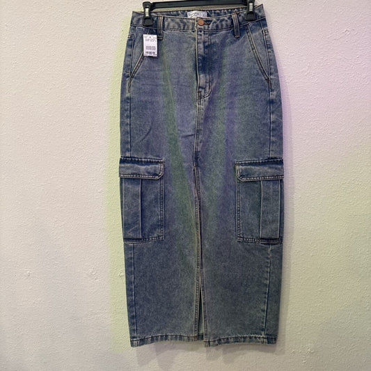 LOVE FIRE,DENIM CARGO SKIRT ,BLUE ,5