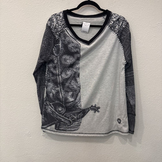 DOUBLE D RANCH,LONGSLV TOP,GRY,M