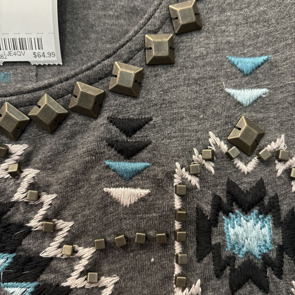 DOUBLE D RANCH,LONGSLV TOP,GRY,M