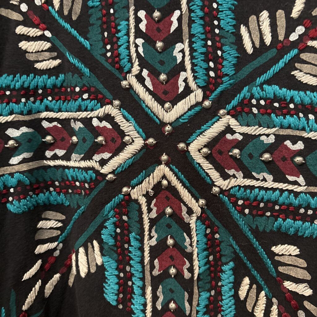 DOUBLE D RANCH,LONGSLV TUNIC TOP,BLK,S