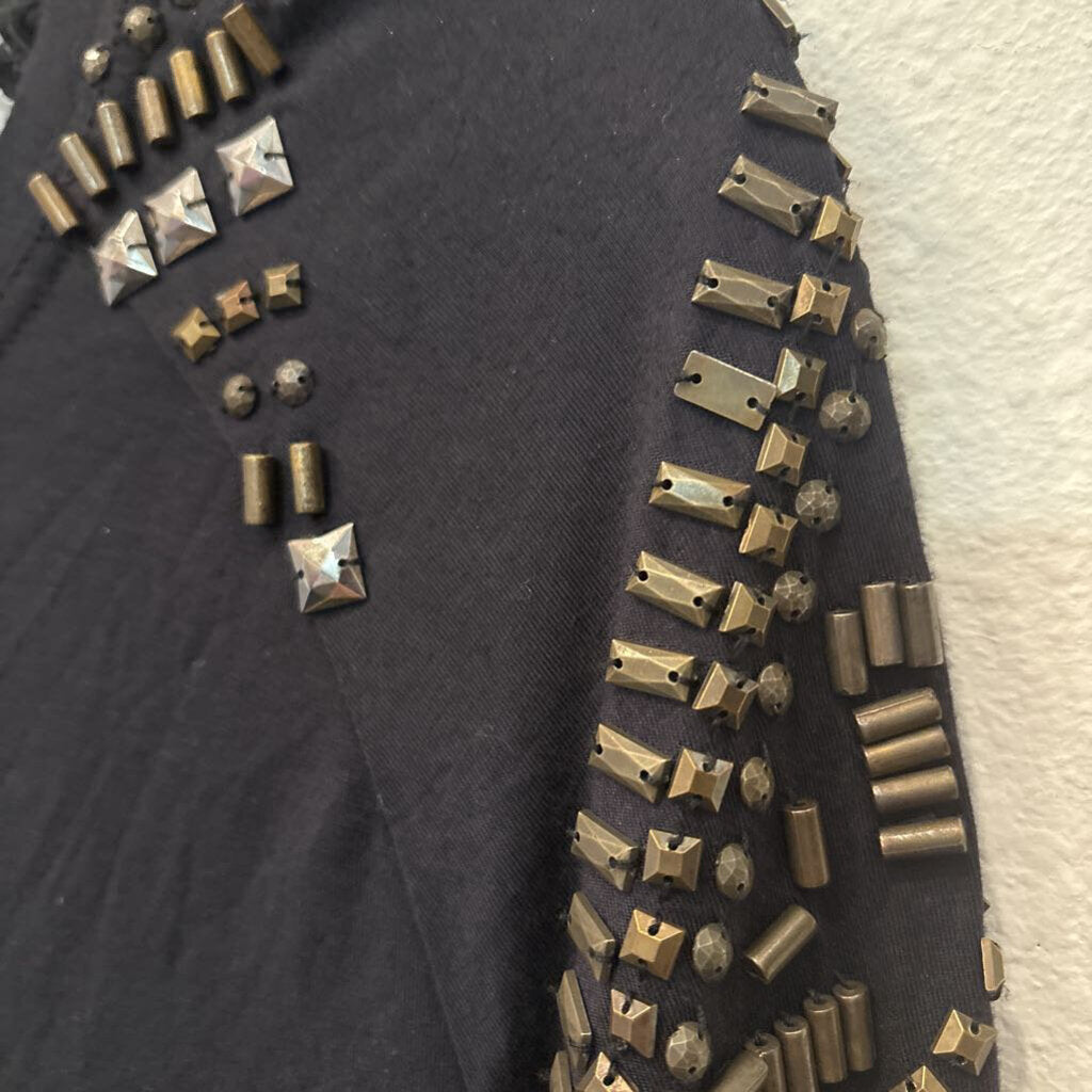 DOUBLE D RANCH,LONGSLV TUNIC TOP,BLK,XS