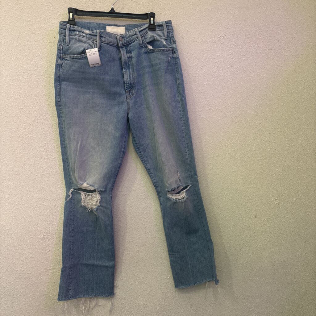 MOTHER,DENIM ANKLE FRAY ,BLUE,32