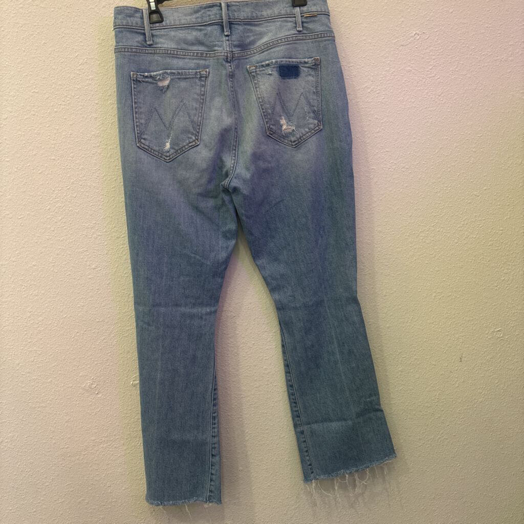 MOTHER,DENIM ANKLE FRAY ,BLUE,32