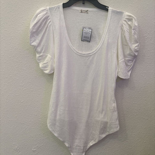 FREEPEOPLE,PUFF SLVE BODYSUIT TOP ,WHT ,S