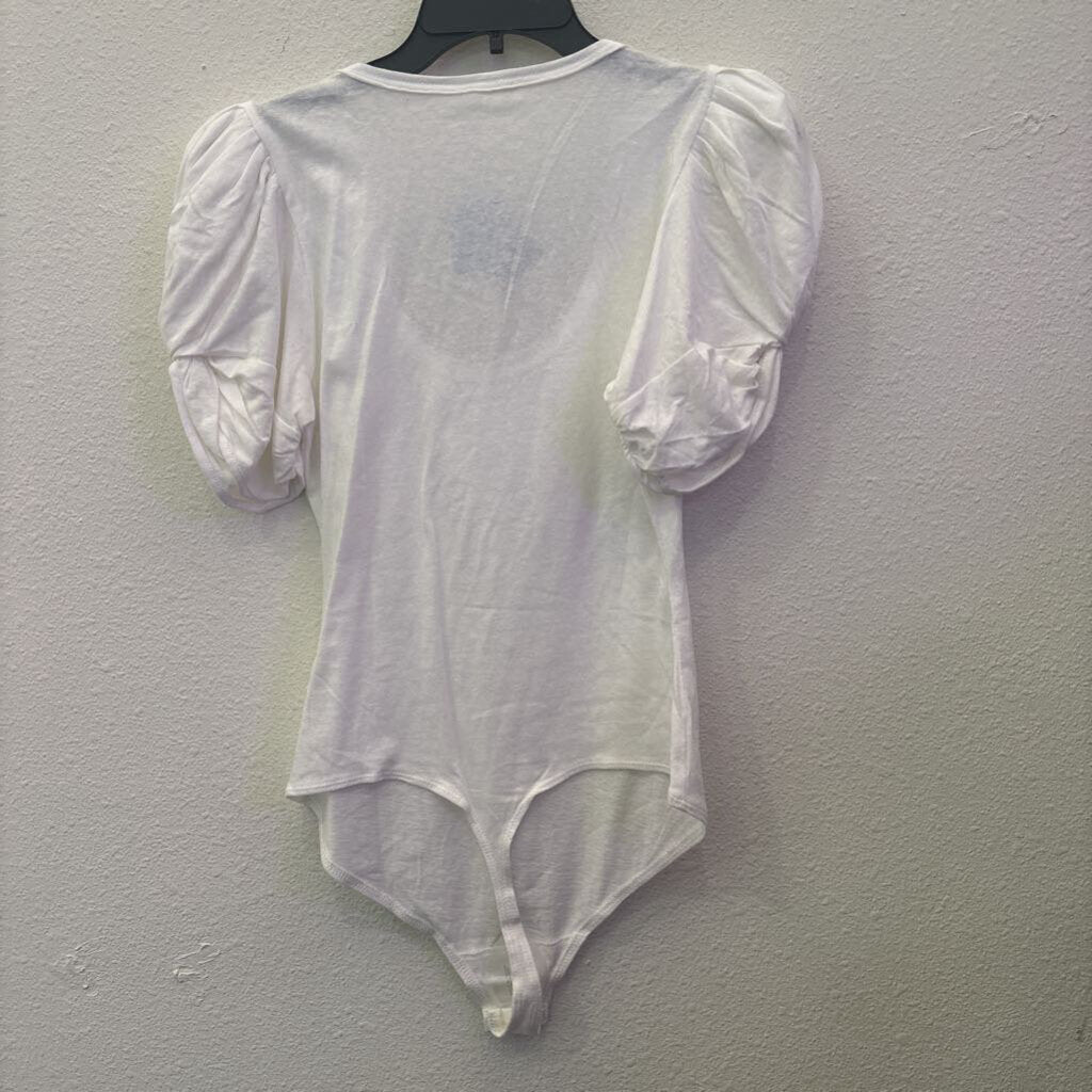 FREEPEOPLE,PUFF SLVE BODYSUIT TOP ,WHT ,S