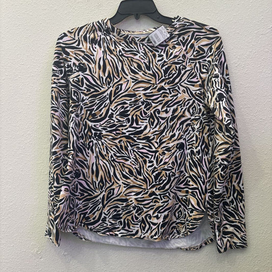 LILLY PULITZER,ANIMAL PRINT CREWNECK TOP ,BLK/WHT/TAN,M