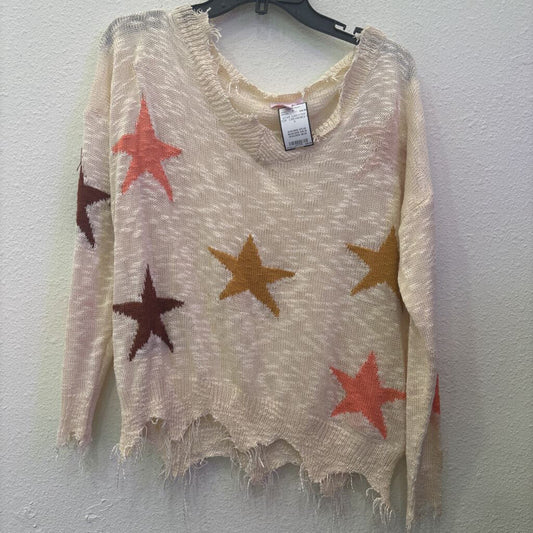 PINK LILY,STAR SWEATER TOP ,CREAM/MULTI,S