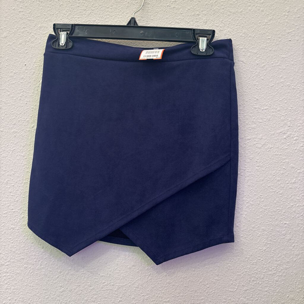 NO BRAND,FAUX SUEDE SKIRT ,BLUE ,S