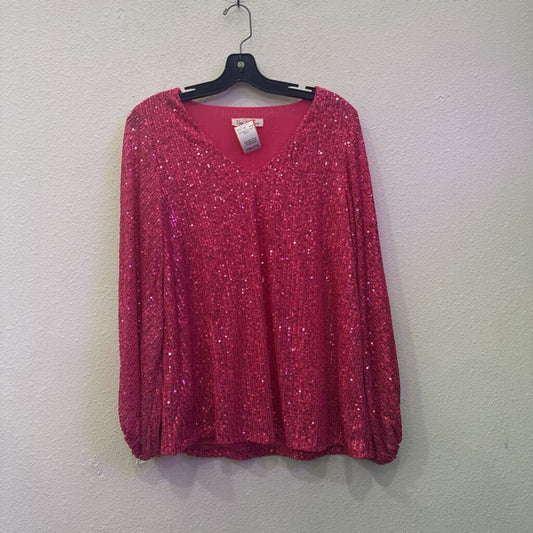 VINE & LOVE,SEQUIN LS TOP ,PINK,L