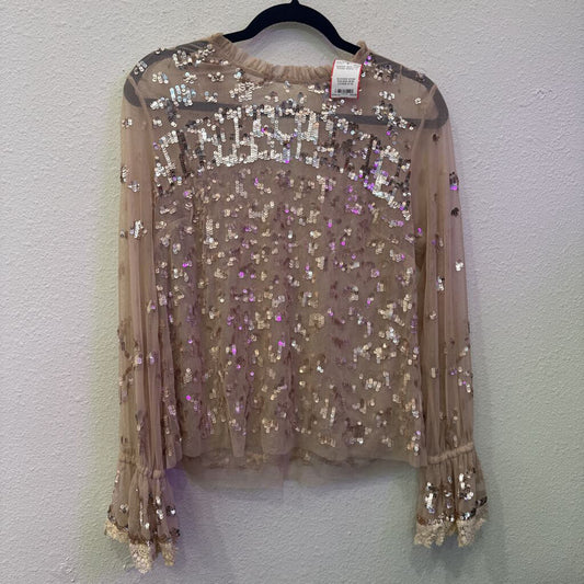 SHEER SEQ TOP ,ROSE GOLD ,L