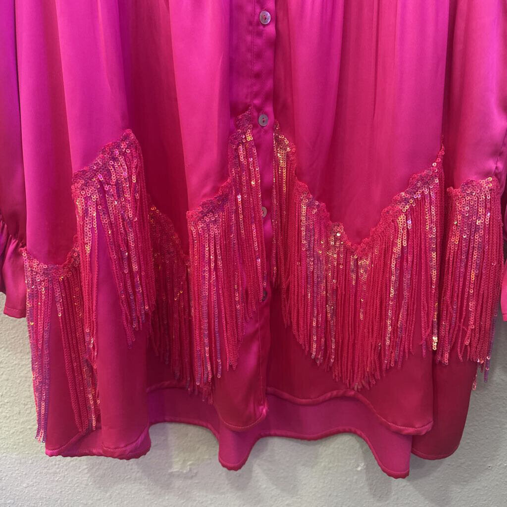 FANTASTIC FAWN,SILK FINGE DRESS ,PINK ,M