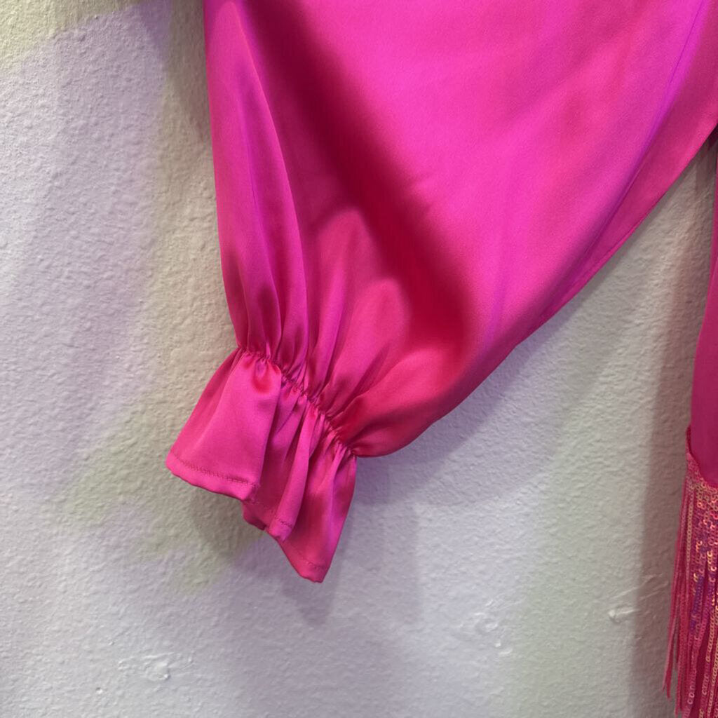 FANTASTIC FAWN,SILK FINGE DRESS ,PINK ,M