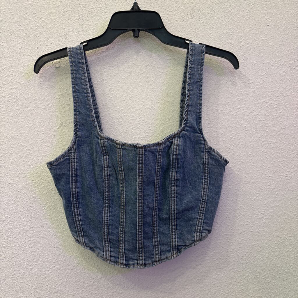 DENIM TANK,BLUE ,L