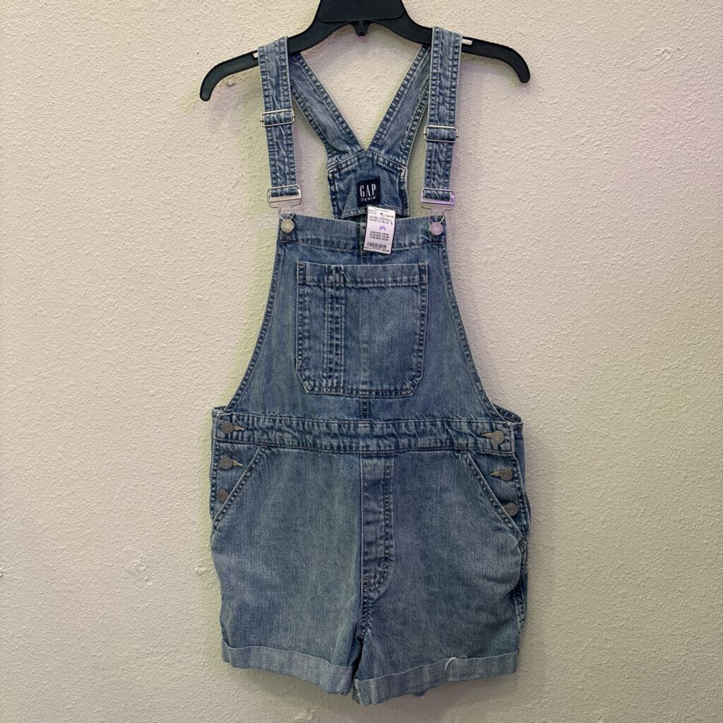 DENIM OVERALL SHORTS,BLUE ,M