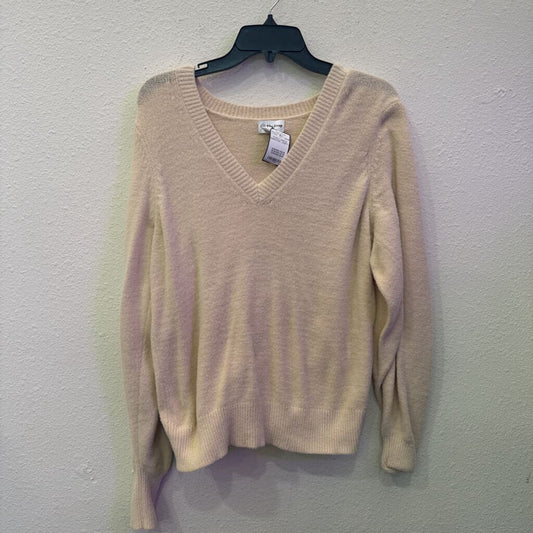 THE DROP,FUZZY VNECK SWEATER ,IVORY,L