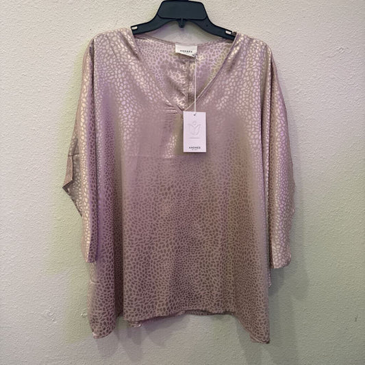 ANDREE,NWT SHIMMER ANIMAL PRINT TOP ,CHAMPAGNE,L