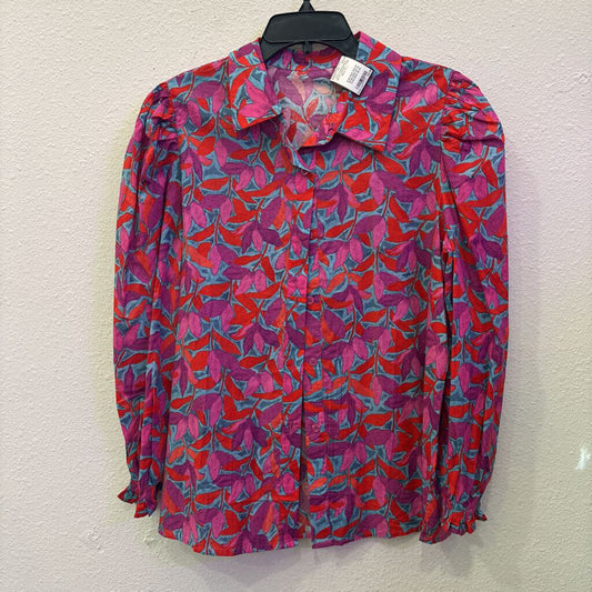 NO BRAND,PATTERENED BUTTONUP TOP,MULTI,L