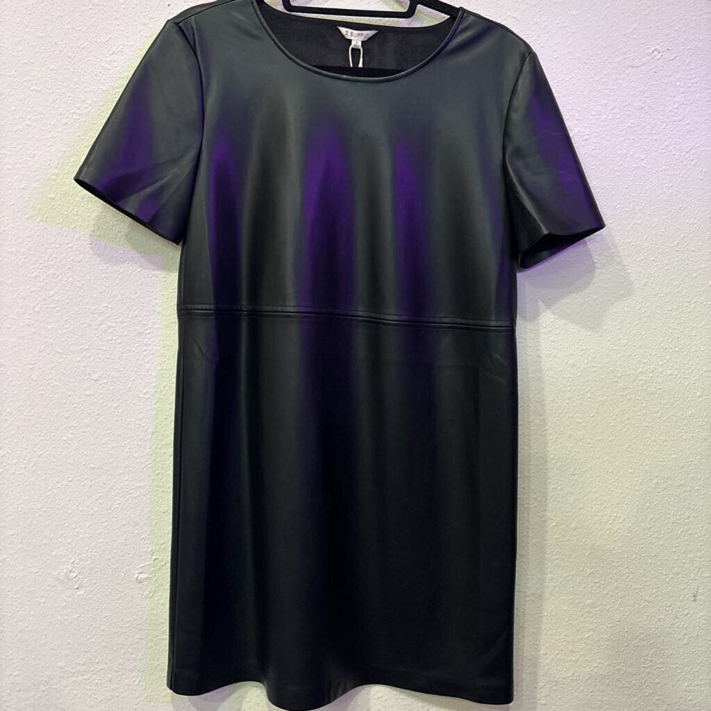 NWT FAUX LEATHER DRESS ,BLK ,S