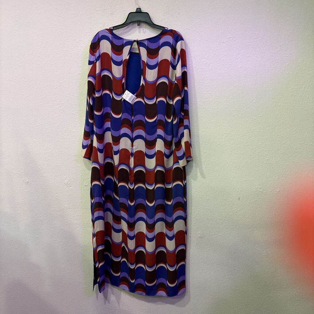 DONNA MORGAN,PATTERNED LONG MAXI DRESS ,BRN/RUST/BLUE,14